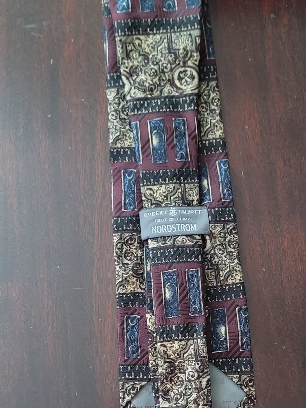 Robert Talbott Burgundy and Navy Geometric Paisley Tie